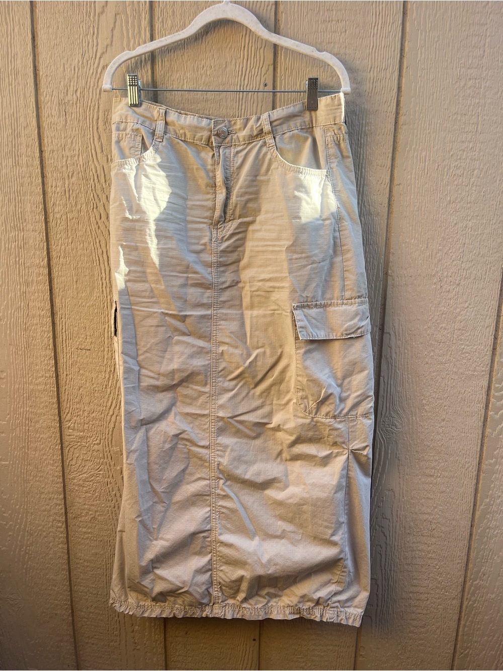 Zara Maxi Skirt M  Beige Ripstop Cargo Utility Baggy Y2K Gorpcore